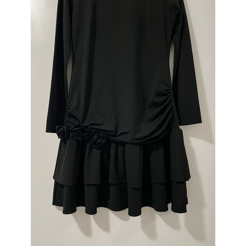 Alexa Admor Black Long Sleeve Rosette Ruffle Mini Dress Size Large - Picture 6 of 13